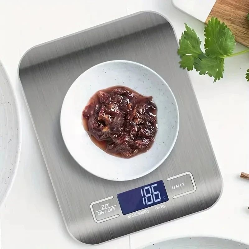 Electronics Stuff - 10kg 5kg/1g 電子デジタルキッチンスケール LED ディスプレイステンレス鋼パネルスケールホームジュエリー食品スナック計量ツール
