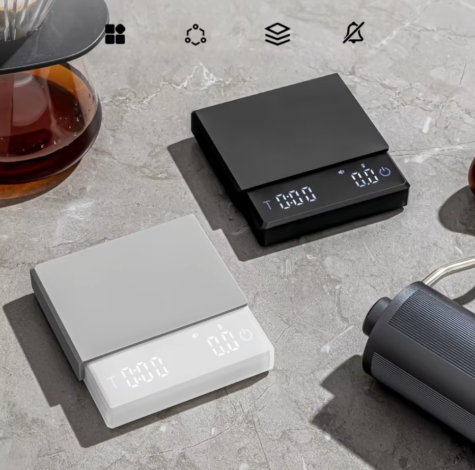 Electronics Stuff - ミニ電子コーヒースケール スマートパウダー水比計 USBシリコンパッド 高品質精密プロフェッショナルキッチンコーヒーツール