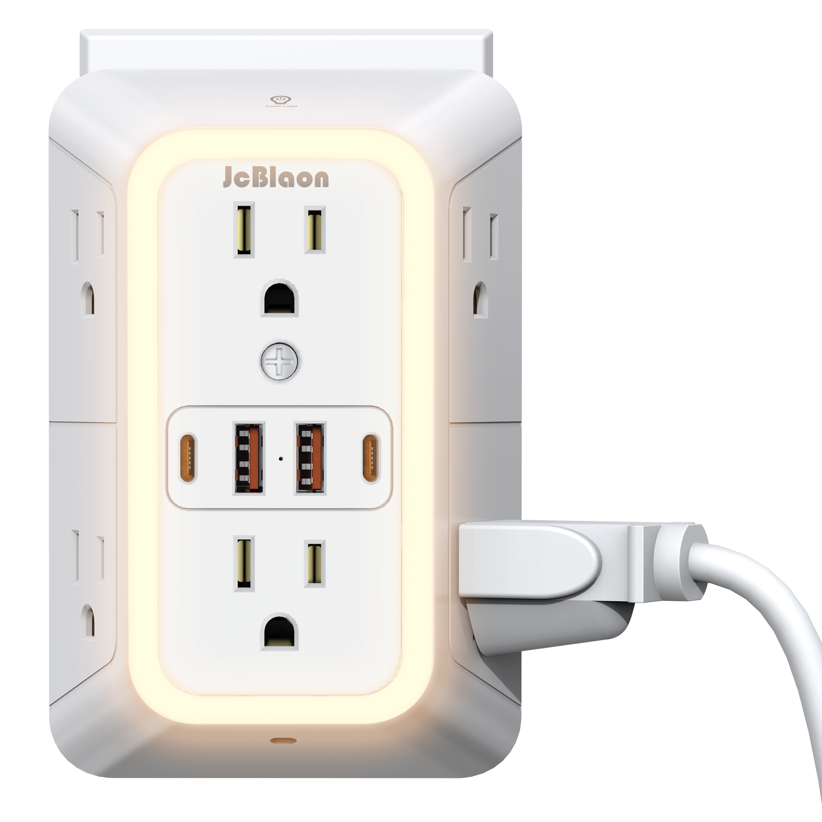 Electronics Gadgets For Home - センサーライト付きマルチソケットUS壁コンセント、6つのACコンセント、4つのUSBポート、ユニバーサルプラグ電源タップ、ネットワークフィルター、急速充電