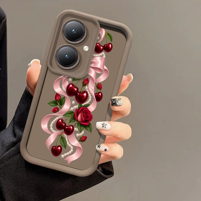 Vivo Y28 - Vivo Y21、Y21S、Y22S、Y27、Y28、Y29、Y30、Y31、Y36、Y38、Y39対応、漫画風の桜柄リボン模様のスマートフォンケース。耐衝撃性に優れたソフトシリコンカバー。
