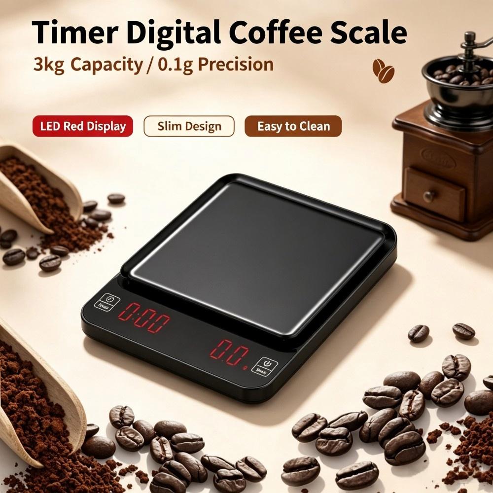 Electronics & Gadgets Beginning With D - 3kg/0.1g高精度デジタルコーヒースケール、LEDポータブルキッチンスケール、ベーキングや家庭料理用電子計量器 ﻿ ﻿