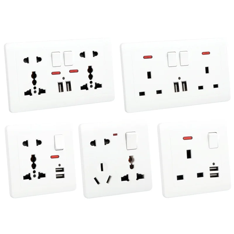 Electronics Gadgets For Home - Depoguye英国標準ソケットパネルダブル13Aとスイッチダブルusbのオープニング多機能8穴白壁ソケット