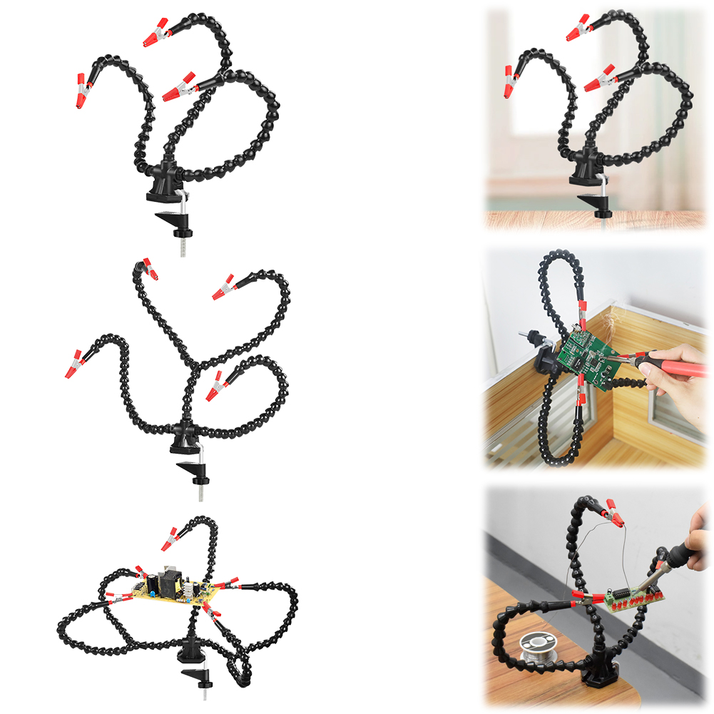 Electronics Stuff - デスククランプはんだ付けサードハンドツール 3/4/5 個フレキシブルアーム PCB ホルダースタンド電子修理はんだ付けジュエリー工芸品