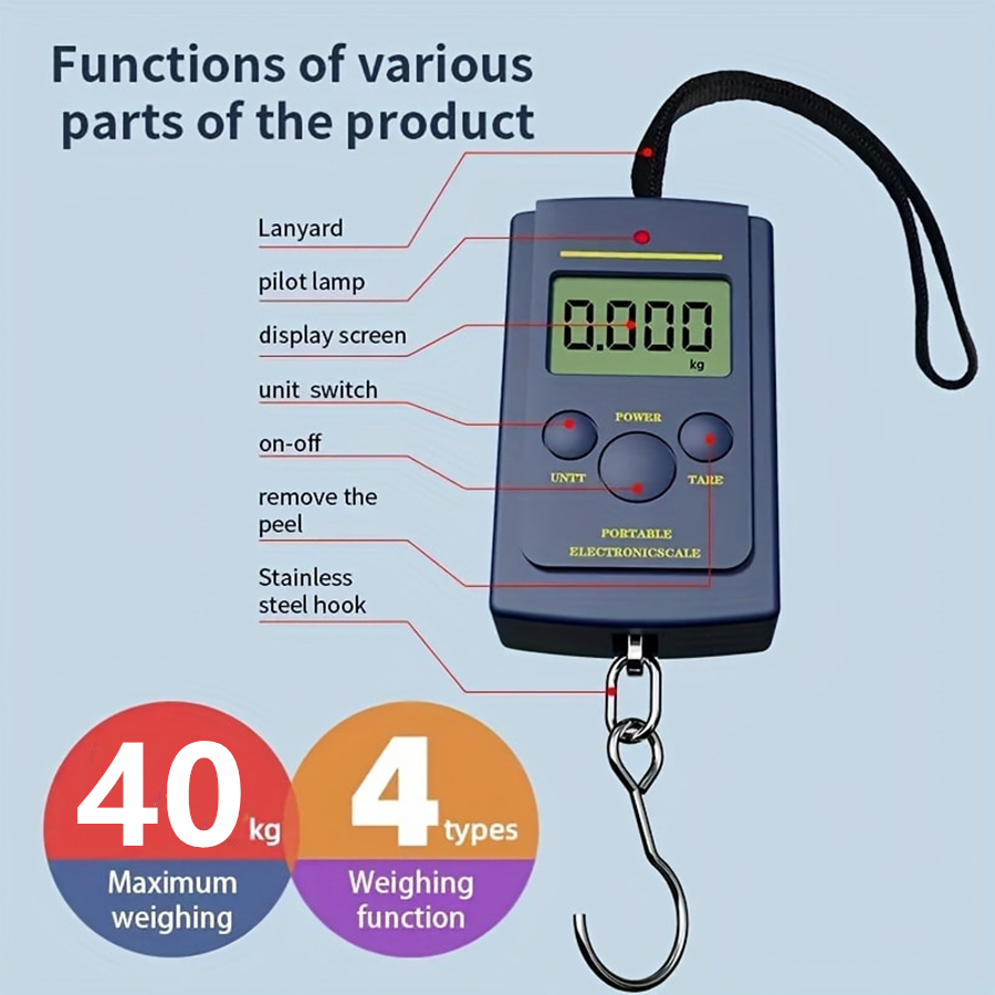 40 キロ多機能ミニ電子デジタルポータブル吊りスケール計量ツ - Electronics Stuff のレビューと価格