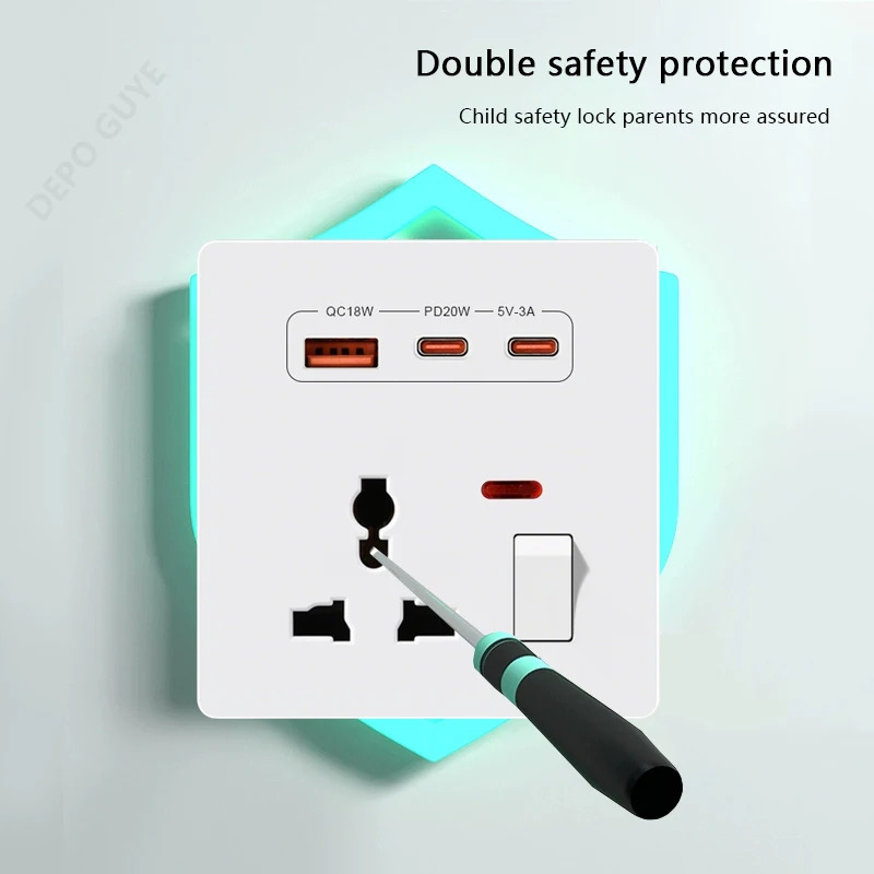 ユニバーサル3ピン壁コンセント、20W急速充電対応Type- - Electronics Gadgets For Home のレビューと価格