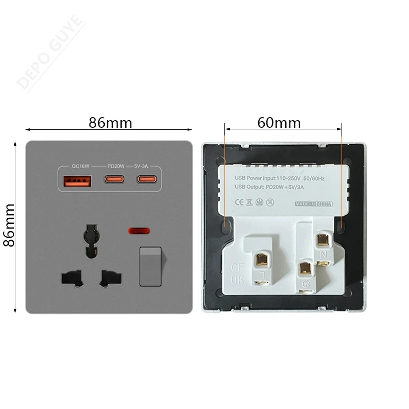 ユニバーサル3ピン壁コンセント、20W急速充電対応Type- - Electronics Gadgets For Home のレビューと価格