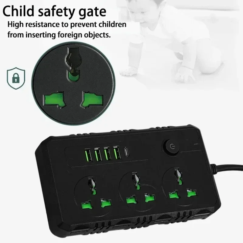 4つのUSBポートと1つのType-Cポート付き電源タップ、 - Electronics Gadgets For Home のレビューと価格