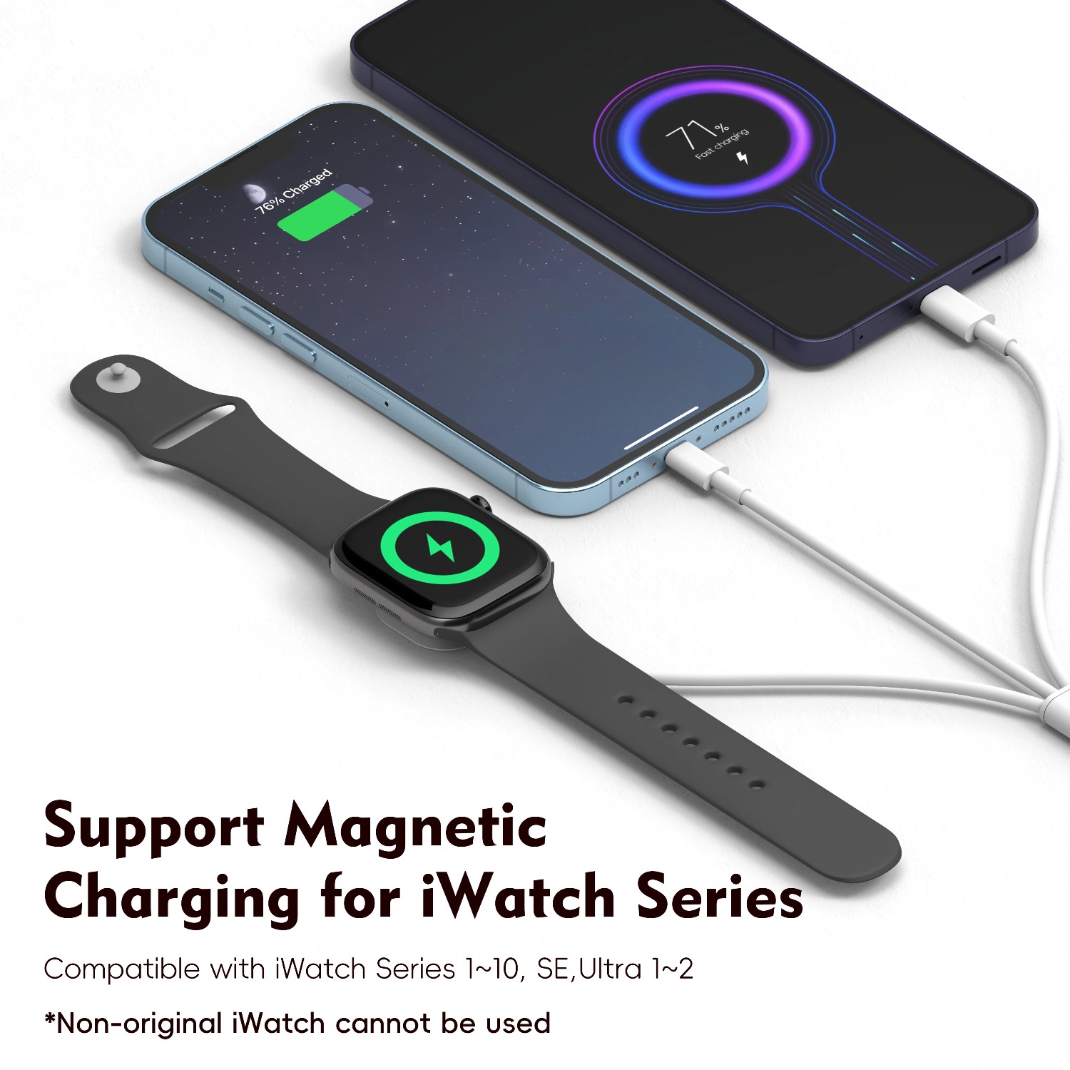 3 in 1 マグネット式腕時計充電器、iWatch 11  - Magnetic Charging Cable のレビューと価格